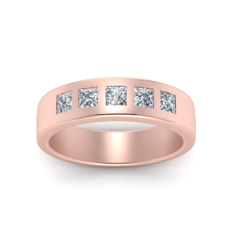 Men’s Flat Flush-Set Diamond Wedding Band