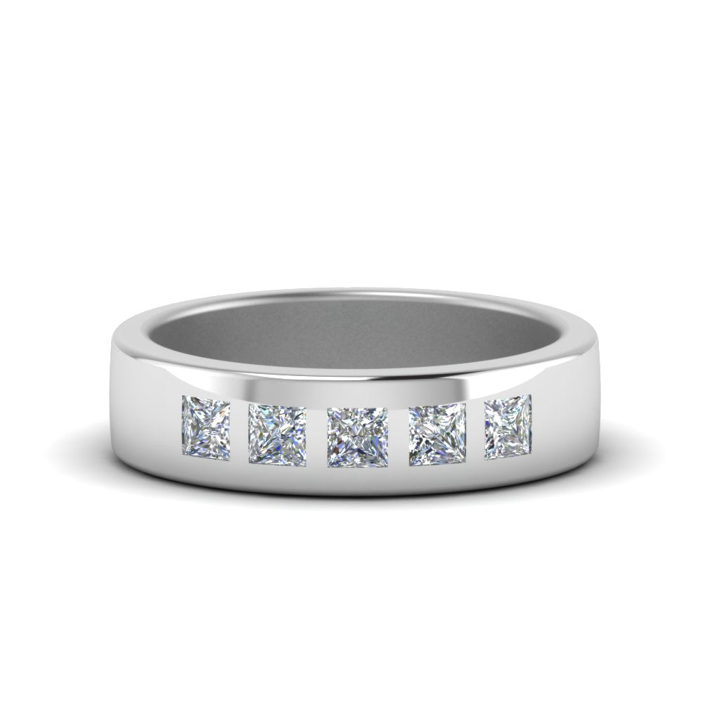 Men’s Flat Flush-Set Diamond Wedding Band