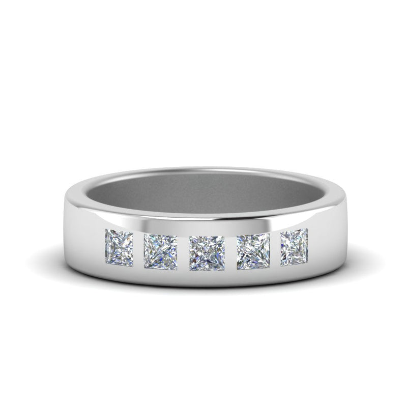 Men’s Flat Flush-Set Diamond Wedding Band