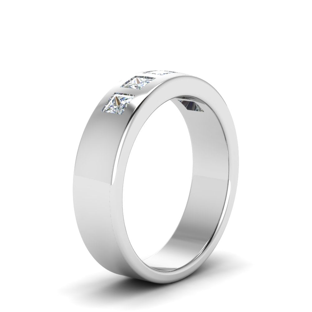 Men’s Flat Flush-Set Diamond Wedding Band
