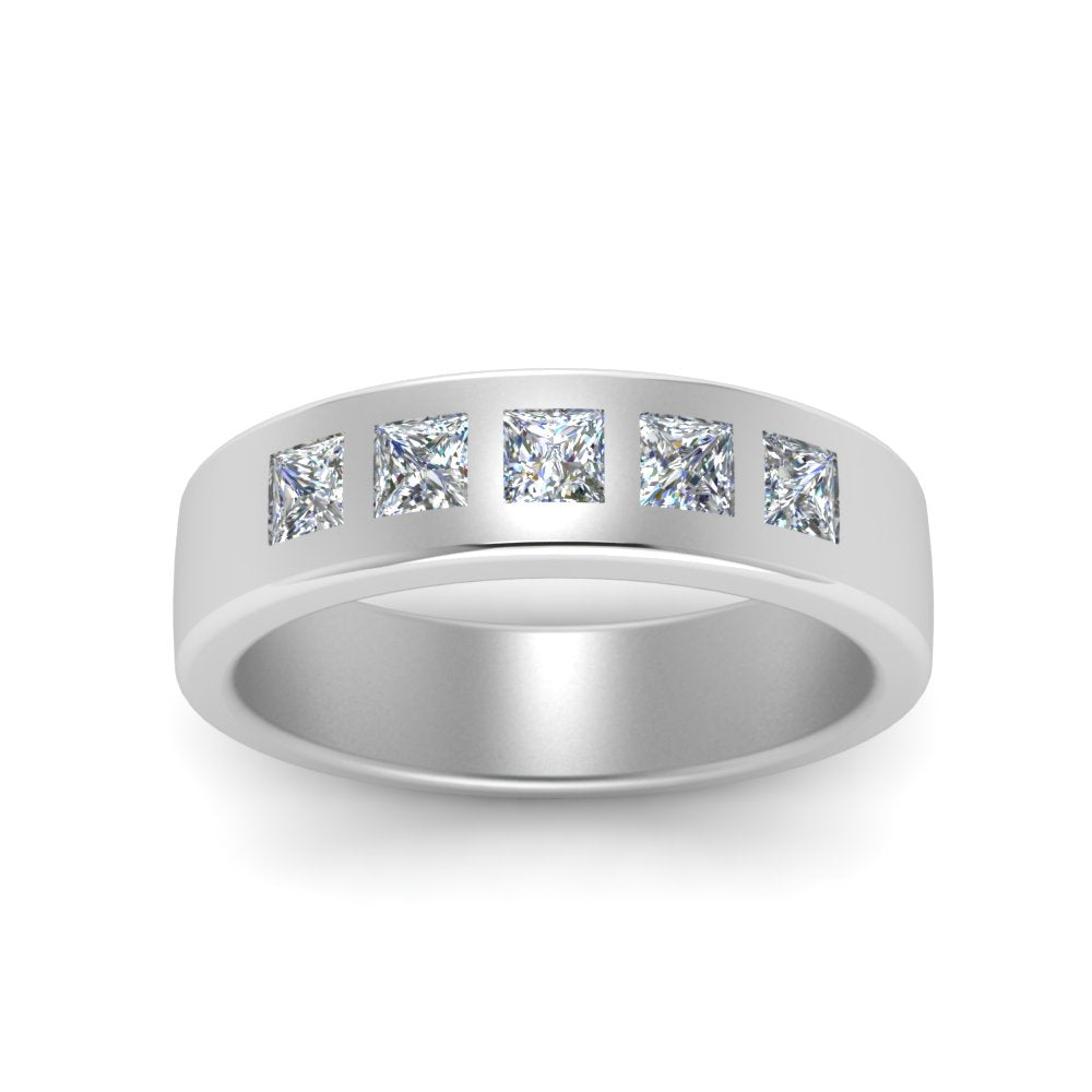 Men’s Flat Flush-Set Diamond Wedding Band