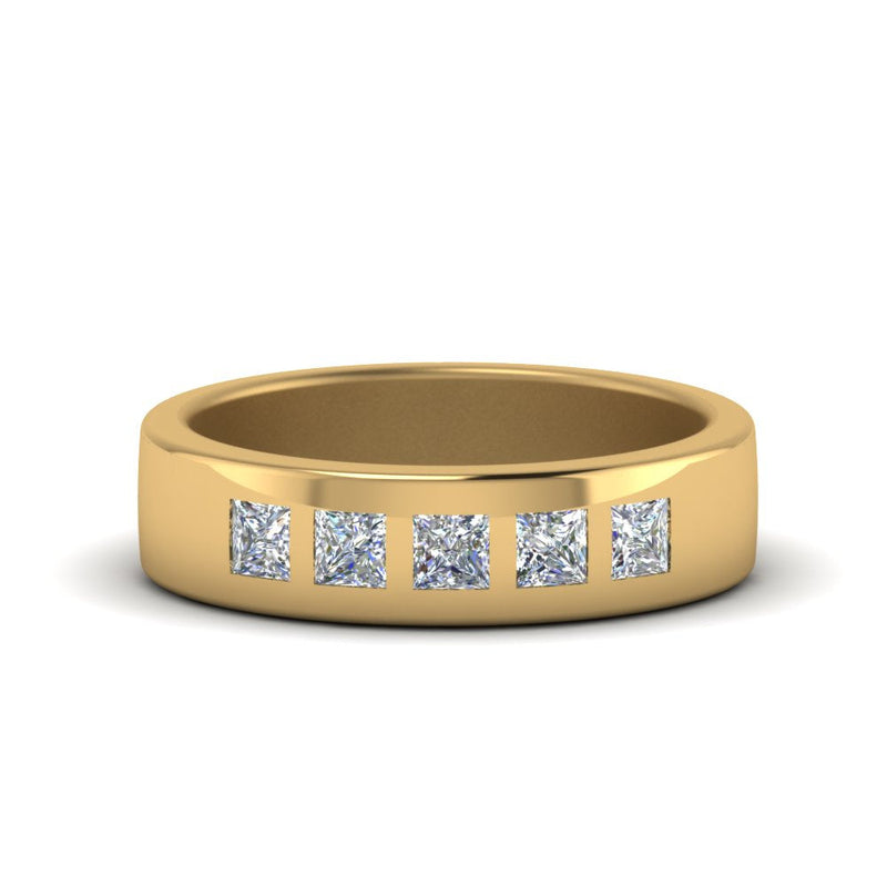 Men’s Flat Flush-Set Diamond Wedding Band