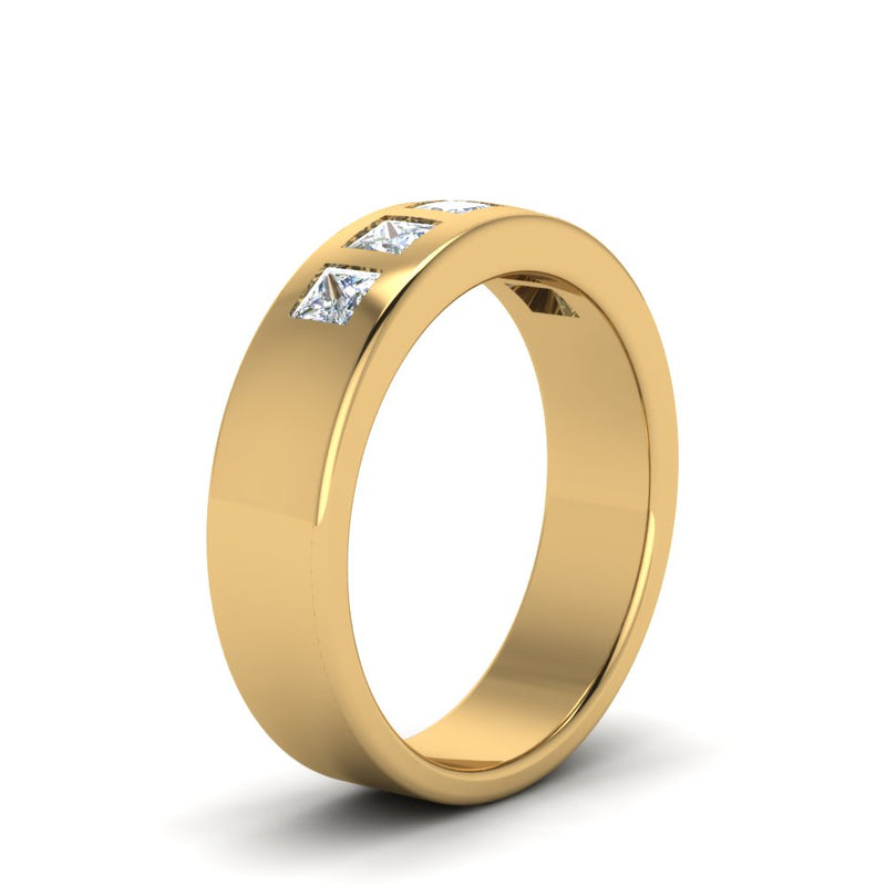 Men’s Flat Flush-Set Diamond Wedding Band