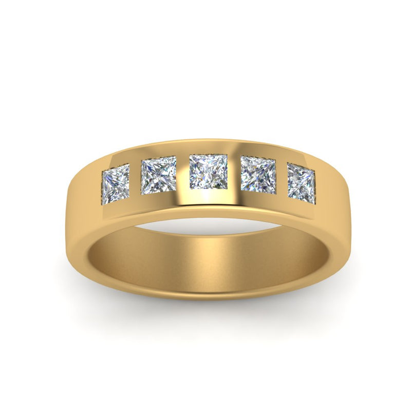 Men’s Flat Flush-Set Diamond Wedding Band