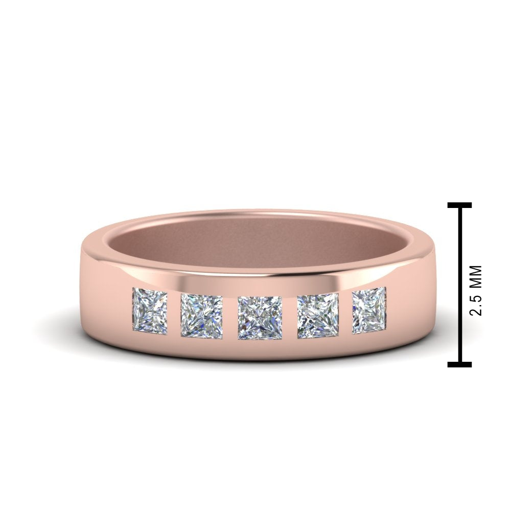 Men’s Flat Flush-Set Diamond Wedding Band