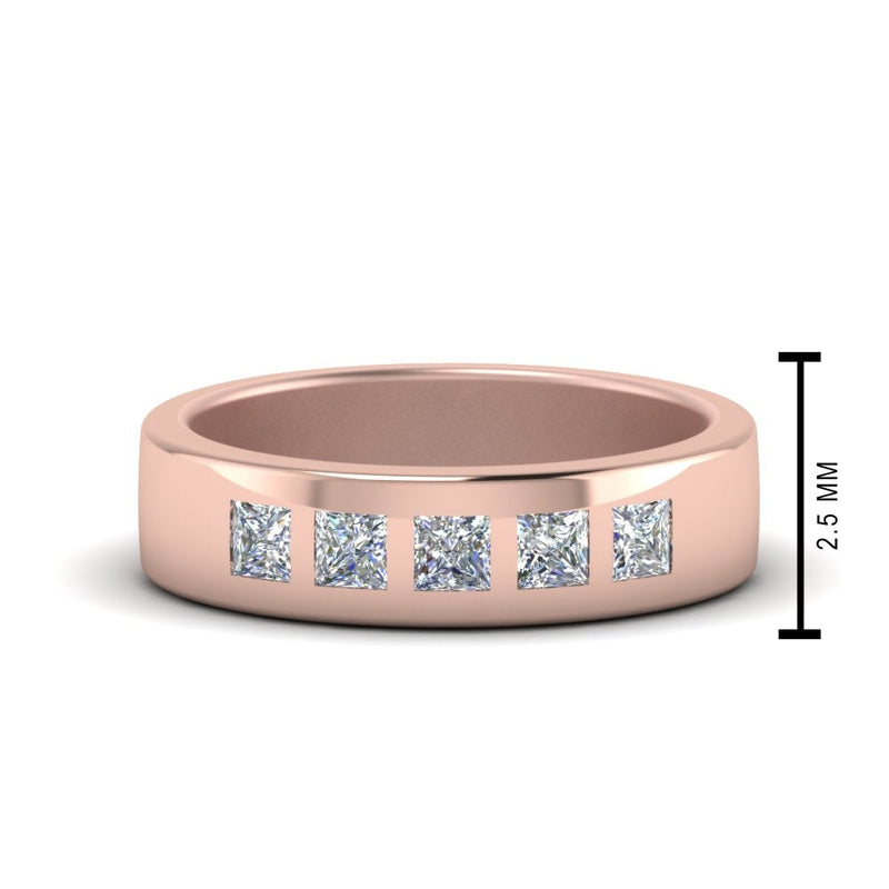 Men’s Flat Flush-Set Diamond Wedding Band
