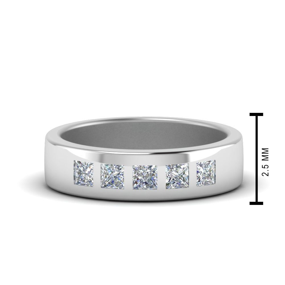 Men’s Flat Flush-Set Diamond Wedding Band