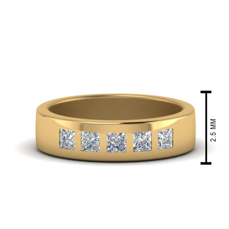 Men’s Flat Flush-Set Diamond Wedding Band