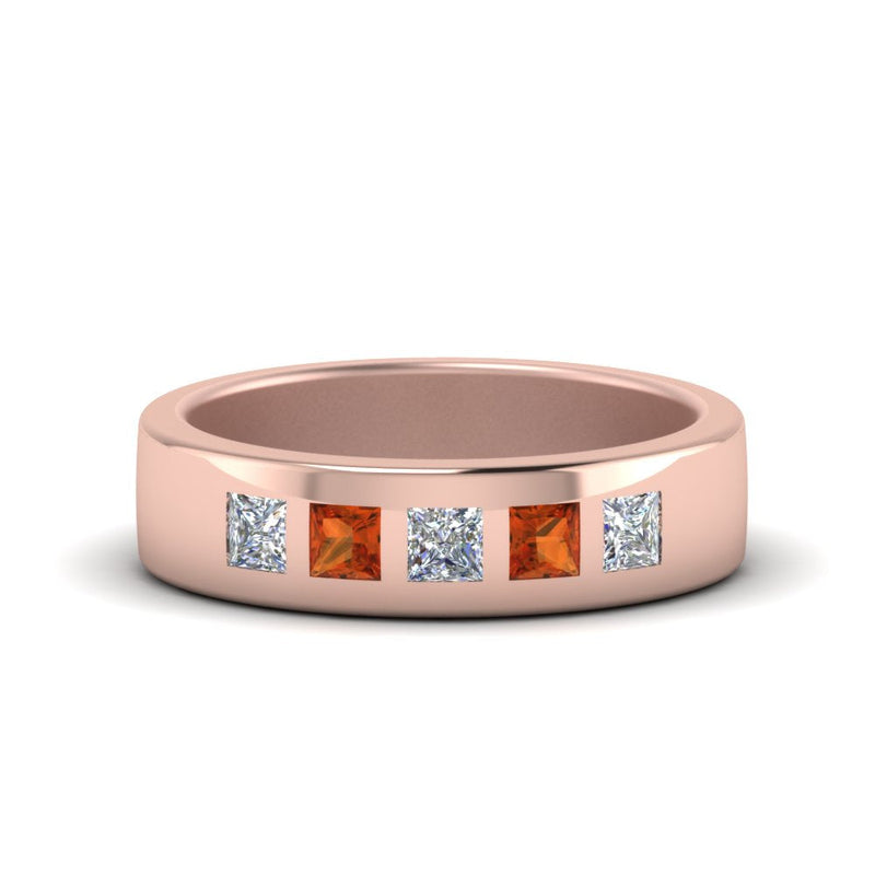 Men’s Flat Flush-Set Diamond Wedding Band