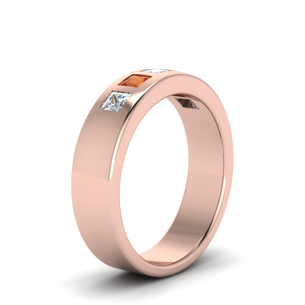 Men’s Flat Flush-Set Diamond Wedding Band