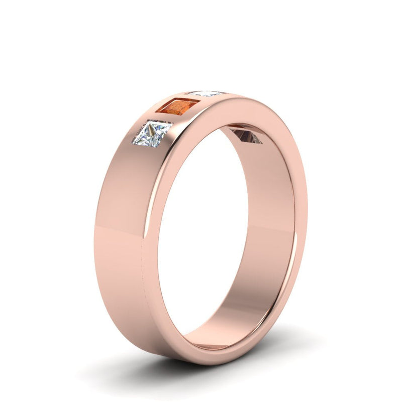 Men’s Flat Flush-Set Diamond Wedding Band