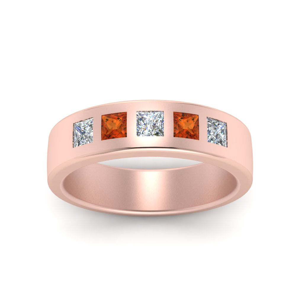 Men’s Flat Flush-Set Diamond Wedding Band