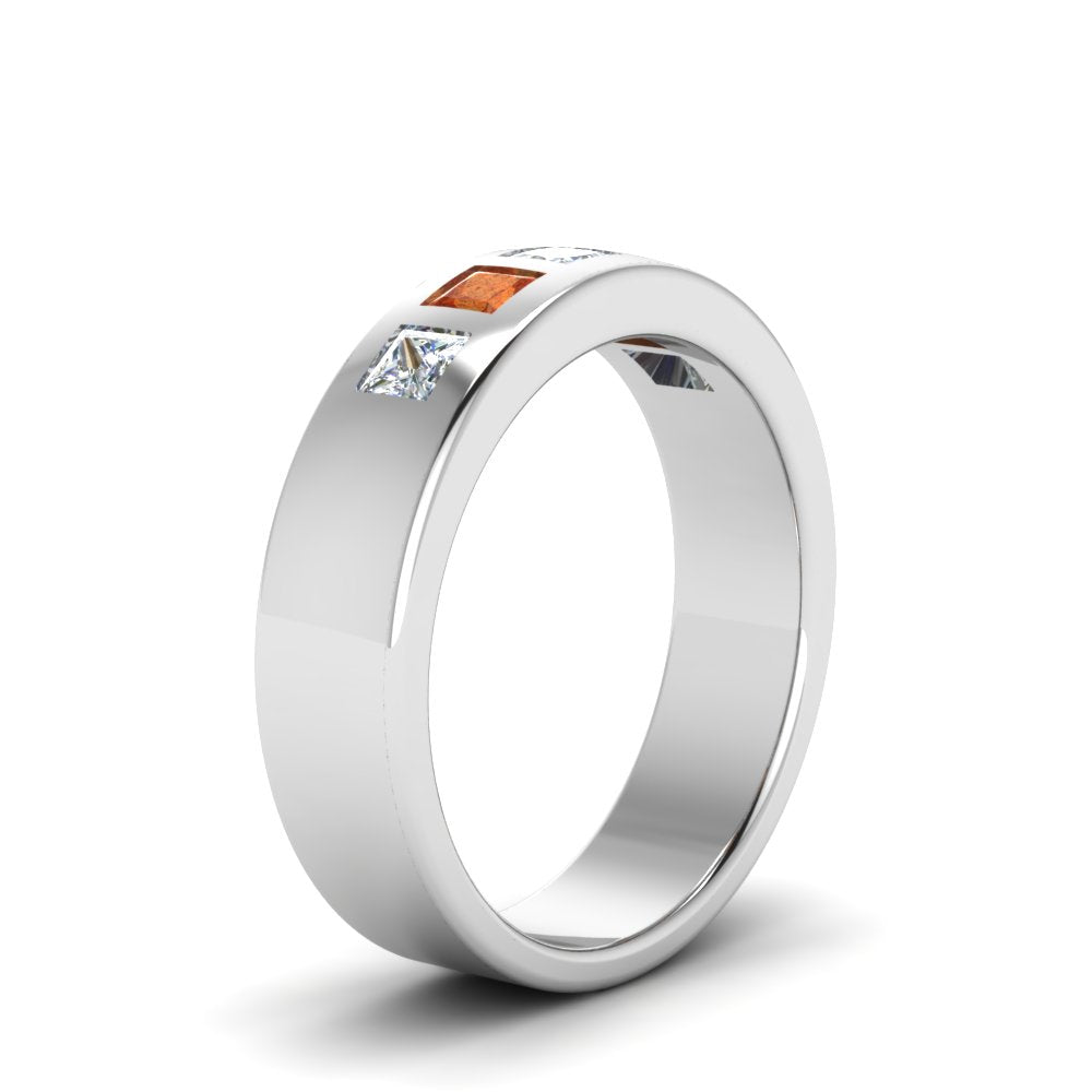 Men’s Flat Flush-Set Diamond Wedding Band