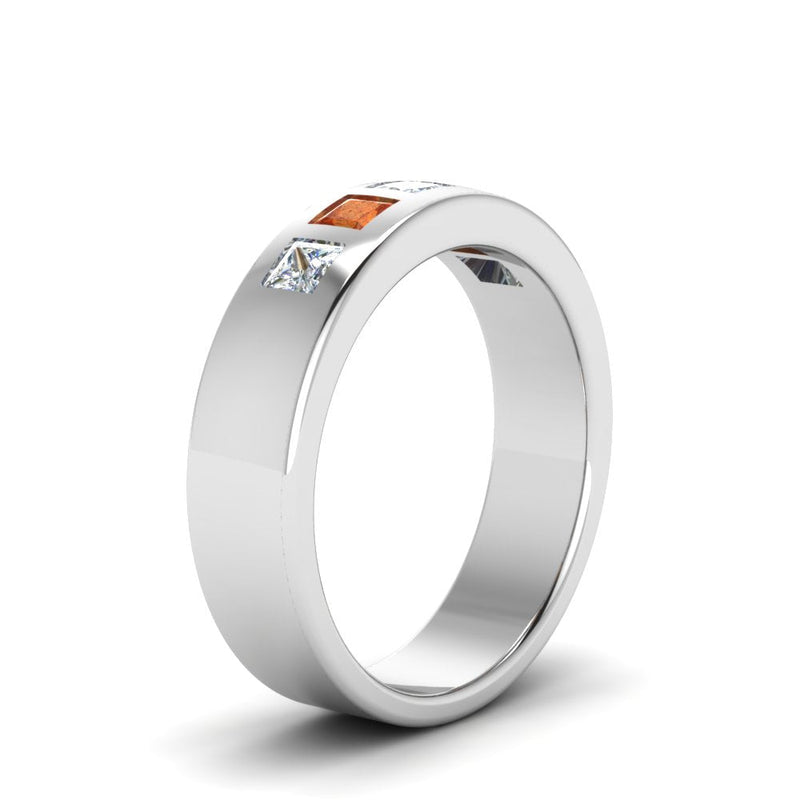 Men’s Flat Flush-Set Diamond Wedding Band