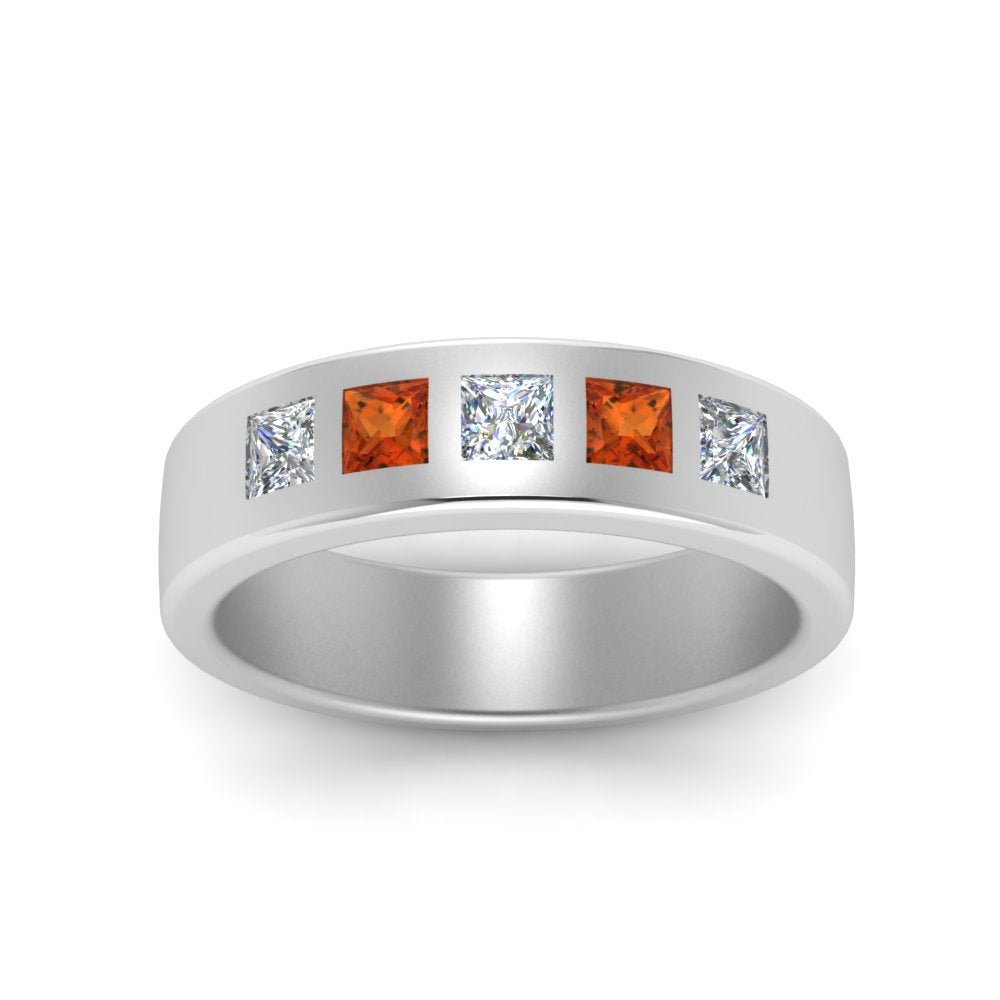 Men’s Flat Flush-Set Diamond Wedding Band