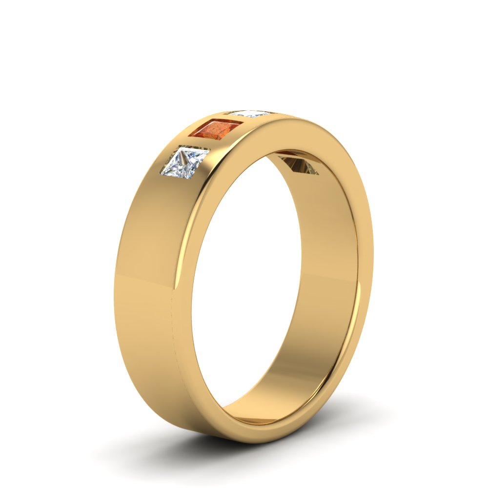 Men’s Flat Flush-Set Diamond Wedding Band