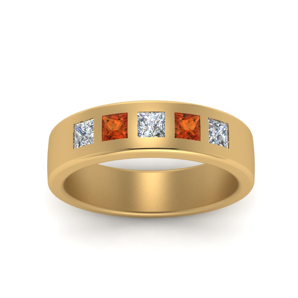 Men’s Flat Flush-Set Diamond Wedding Band