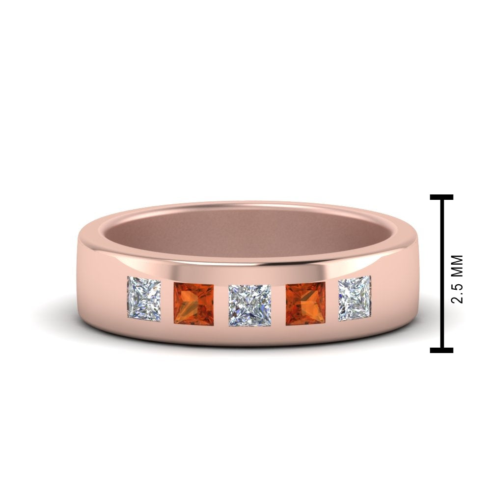 Men’s Flat Flush-Set Diamond Wedding Band