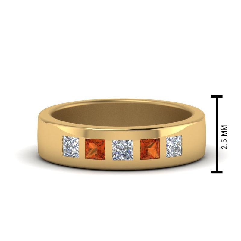 Men’s Flat Flush-Set Diamond Wedding Band