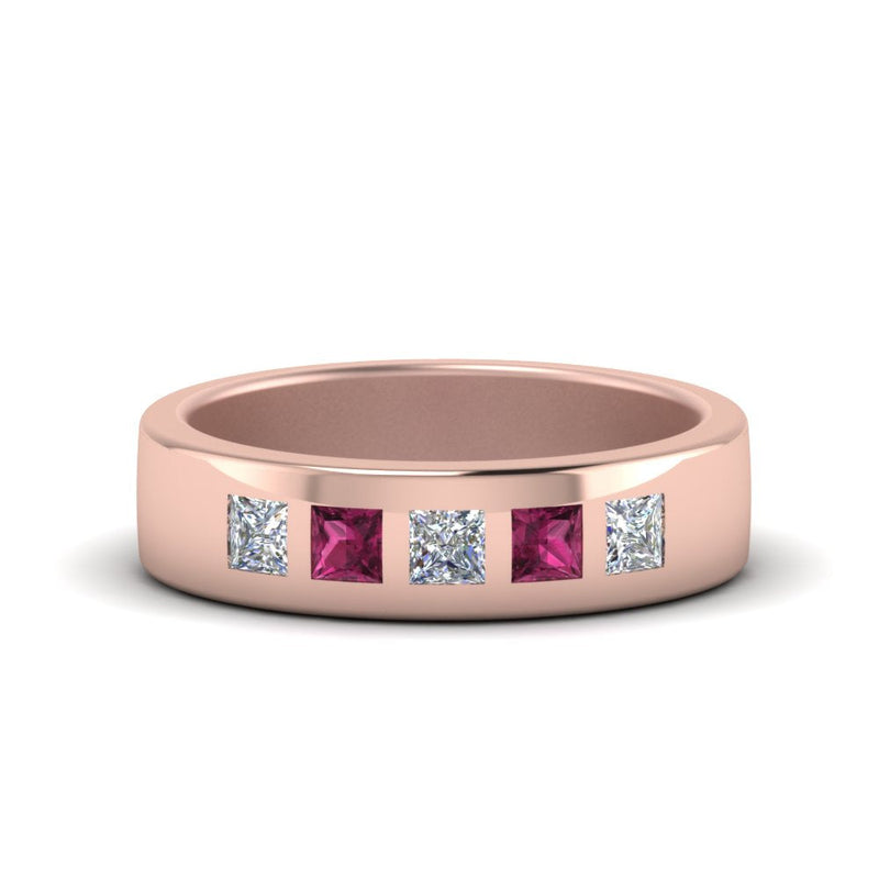 Men’s Flat Flush-Set Diamond Wedding Band