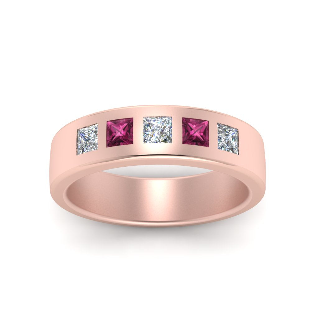 Men’s Flat Flush-Set Diamond Wedding Band