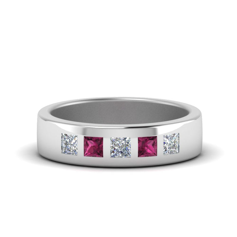 Men’s Flat Flush-Set Diamond Wedding Band