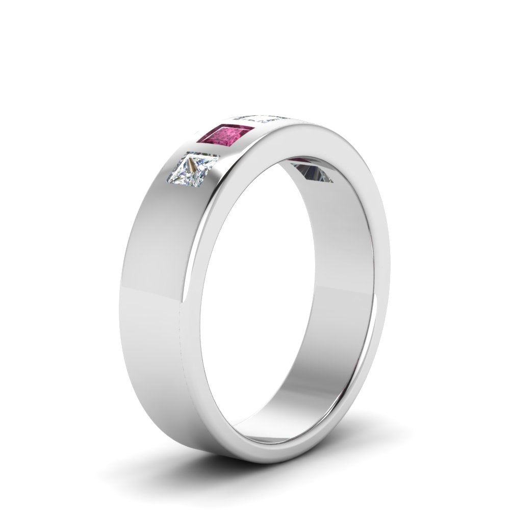 Men’s Flat Flush-Set Diamond Wedding Band