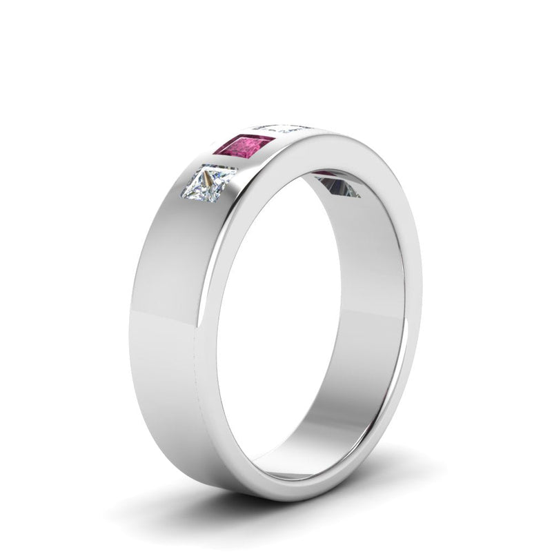 Men’s Flat Flush-Set Diamond Wedding Band
