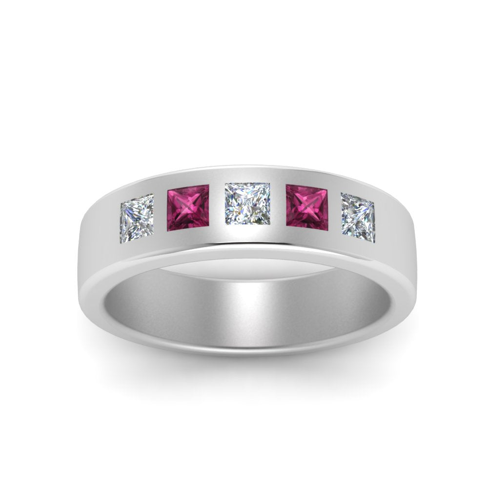 Men’s Flat Flush-Set Diamond Wedding Band