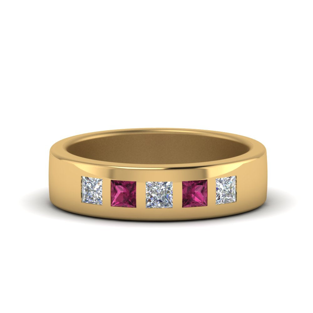 Men’s Flat Flush-Set Diamond Wedding Band