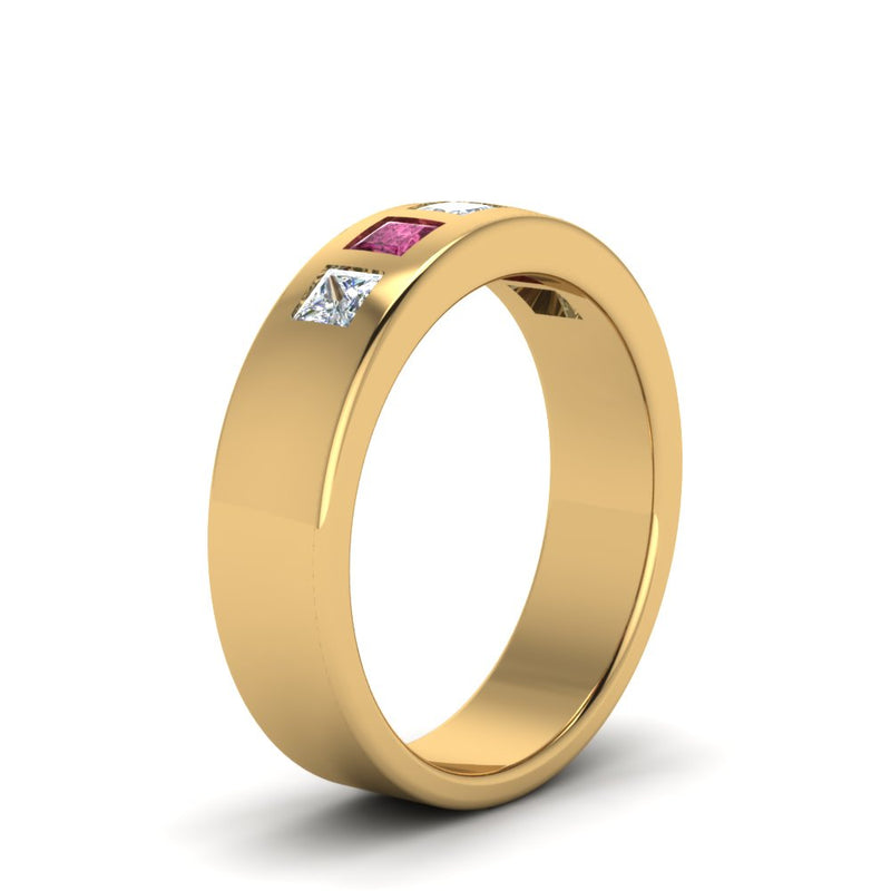 Men’s Flat Flush-Set Diamond Wedding Band