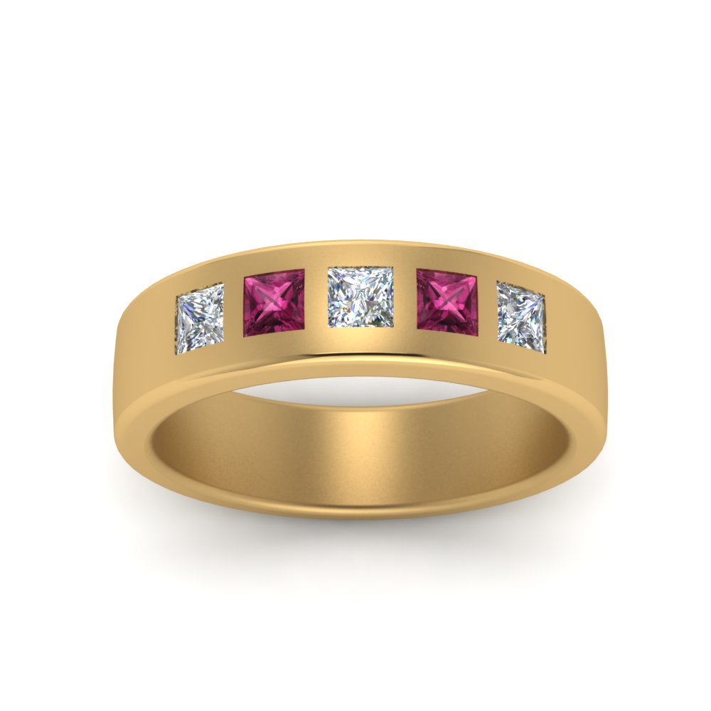 Men’s Flat Flush-Set Diamond Wedding Band
