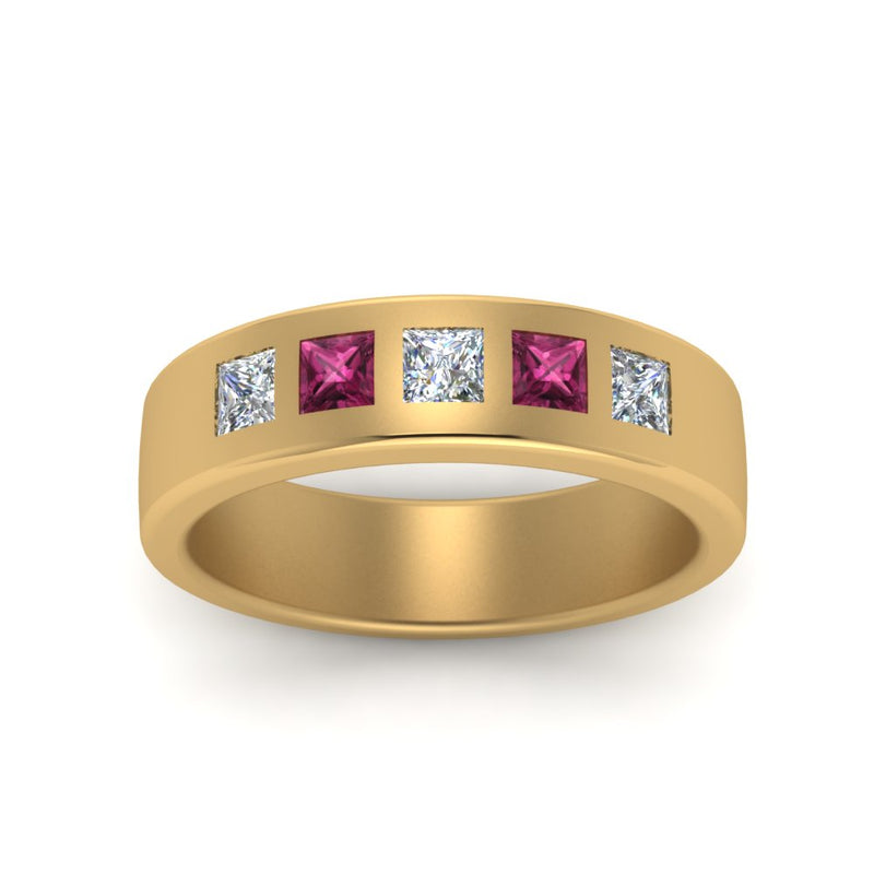 Men’s Flat Flush-Set Diamond Wedding Band