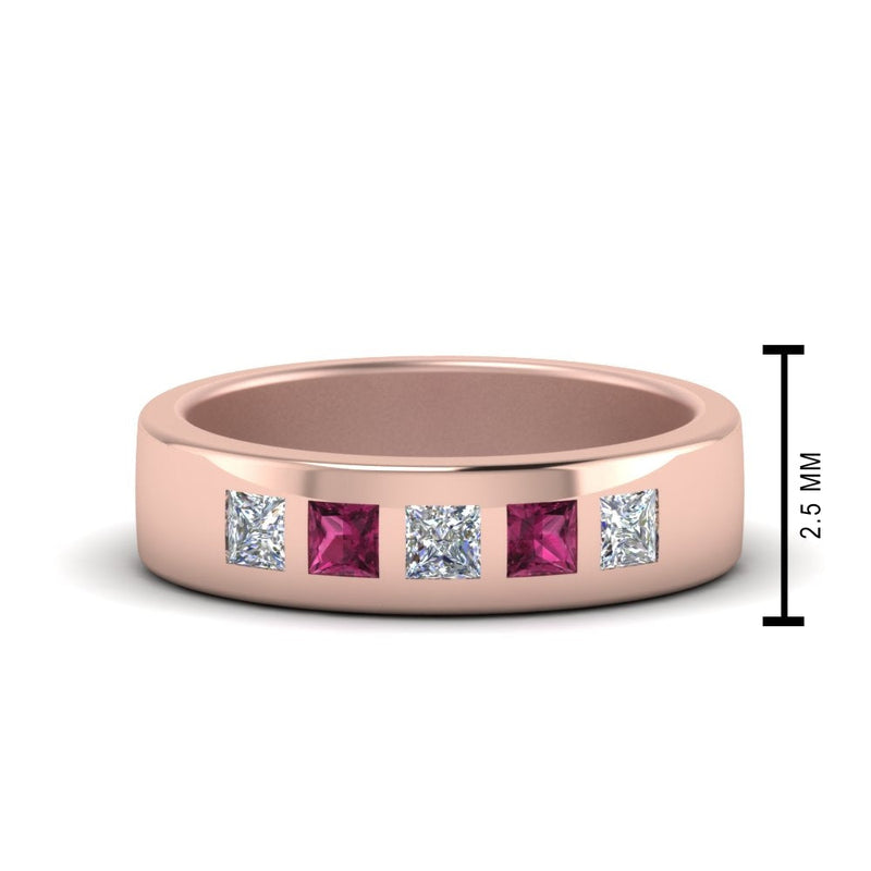 Men’s Flat Flush-Set Diamond Wedding Band