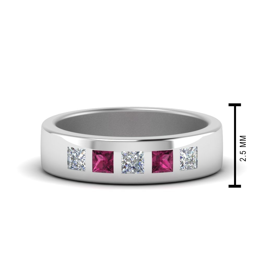 Men’s Flat Flush-Set Diamond Wedding Band