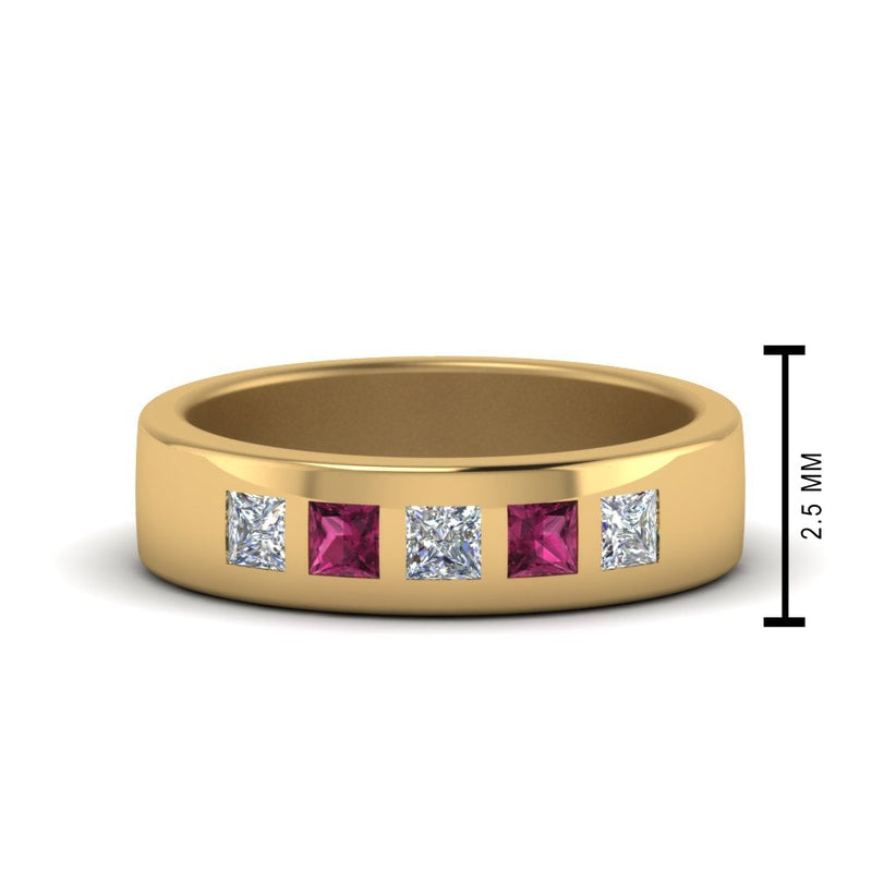 Men’s Flat Flush-Set Diamond Wedding Band