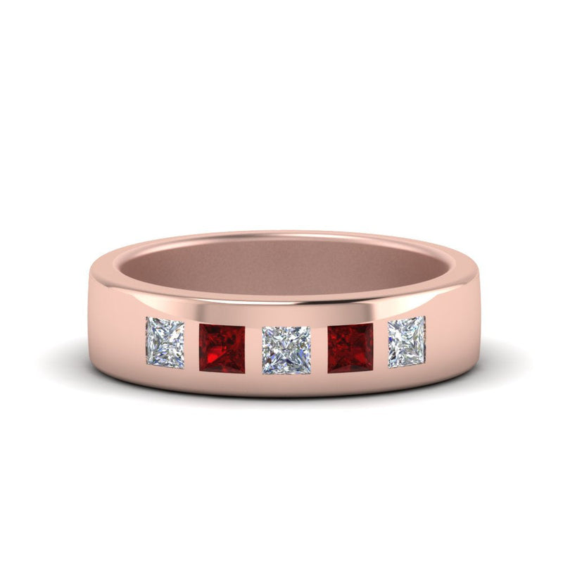 Men’s Flat Flush-Set Diamond Wedding Band