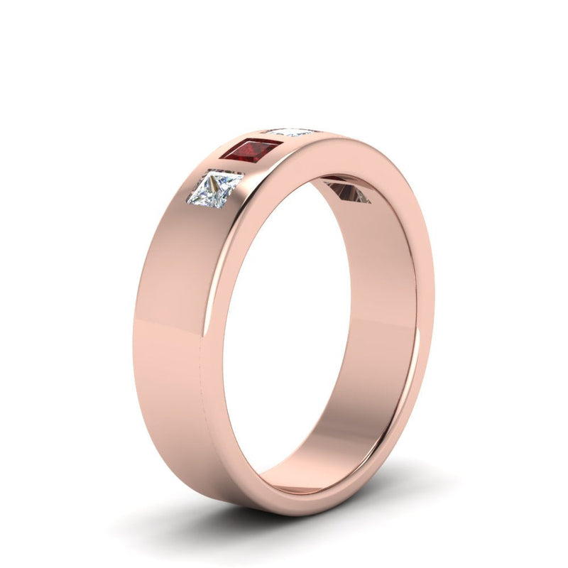 Men’s Flat Flush-Set Diamond Wedding Band