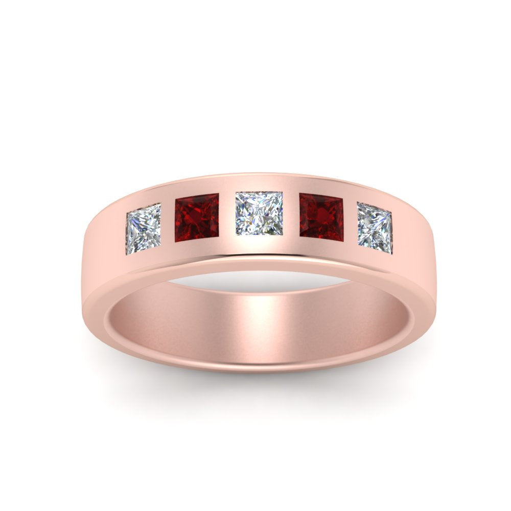 Men’s Flat Flush-Set Diamond Wedding Band