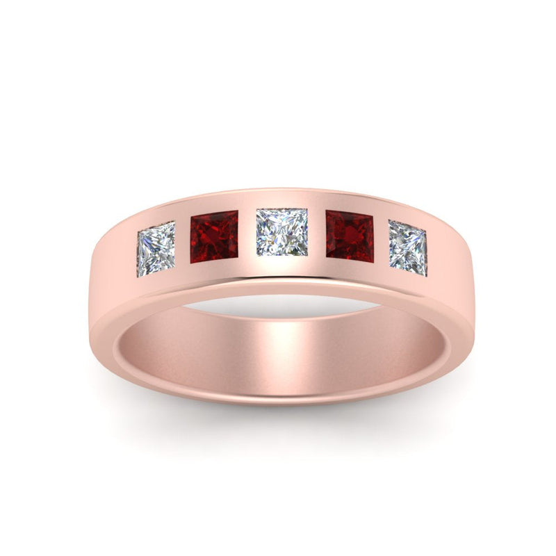 Men’s Flat Flush-Set Diamond Wedding Band