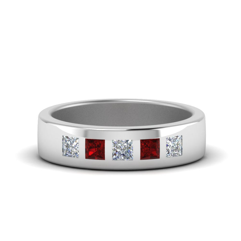 Men’s Flat Flush-Set Diamond Wedding Band