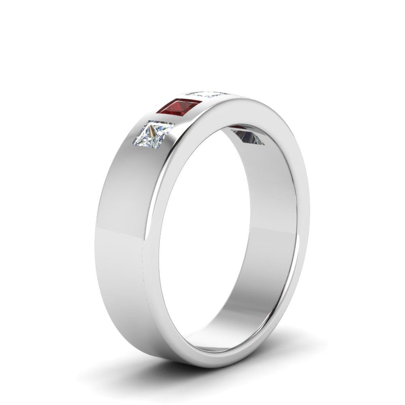 Men’s Flat Flush-Set Diamond Wedding Band