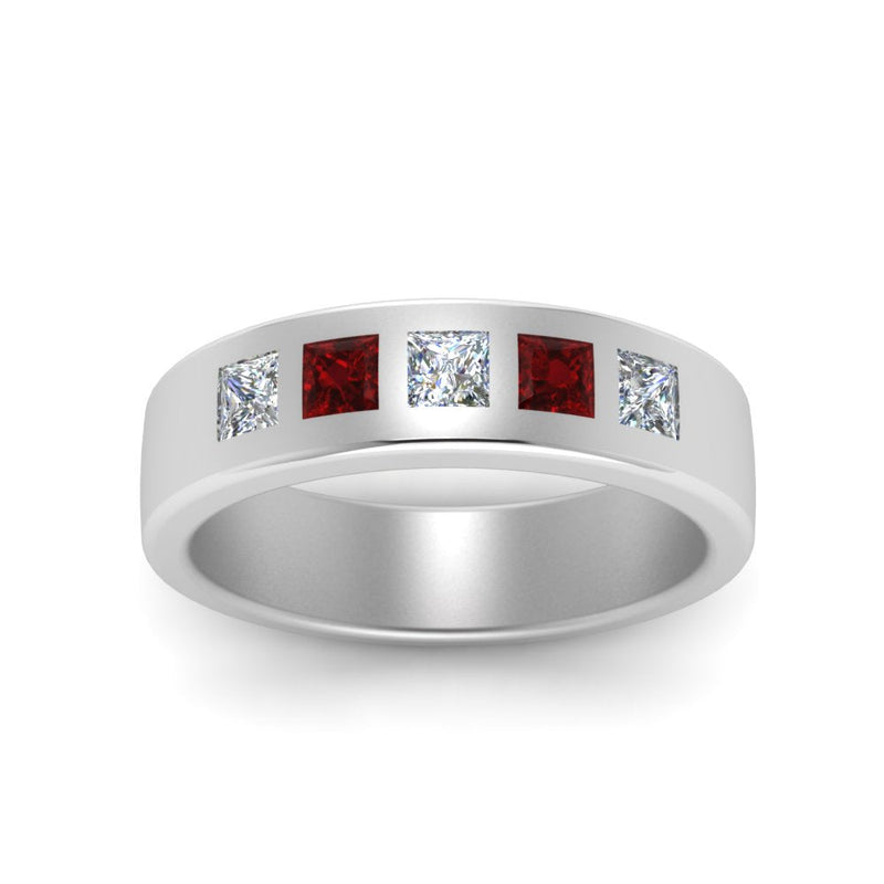 Men’s Flat Flush-Set Diamond Wedding Band