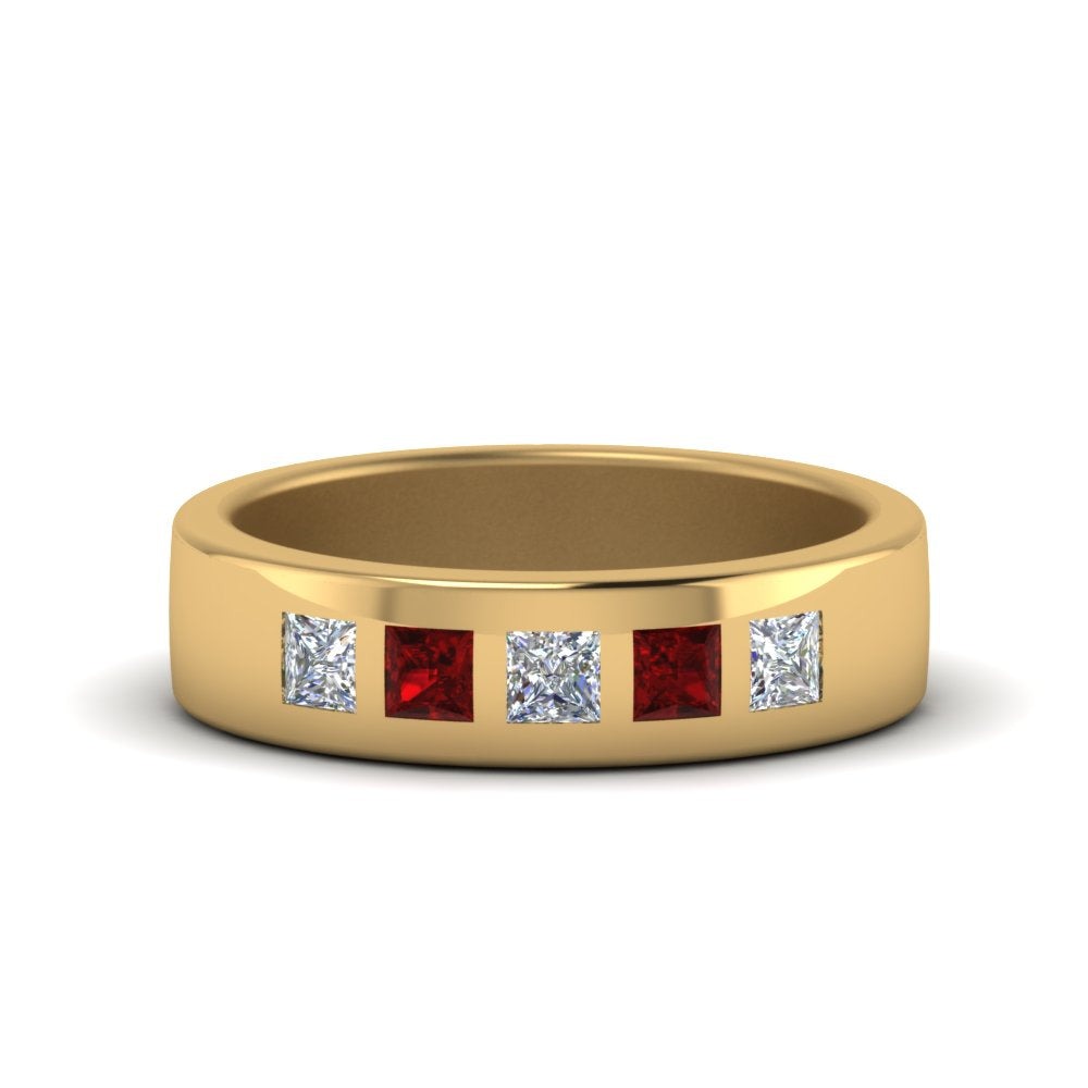 Men’s Flat Flush-Set Diamond Wedding Band