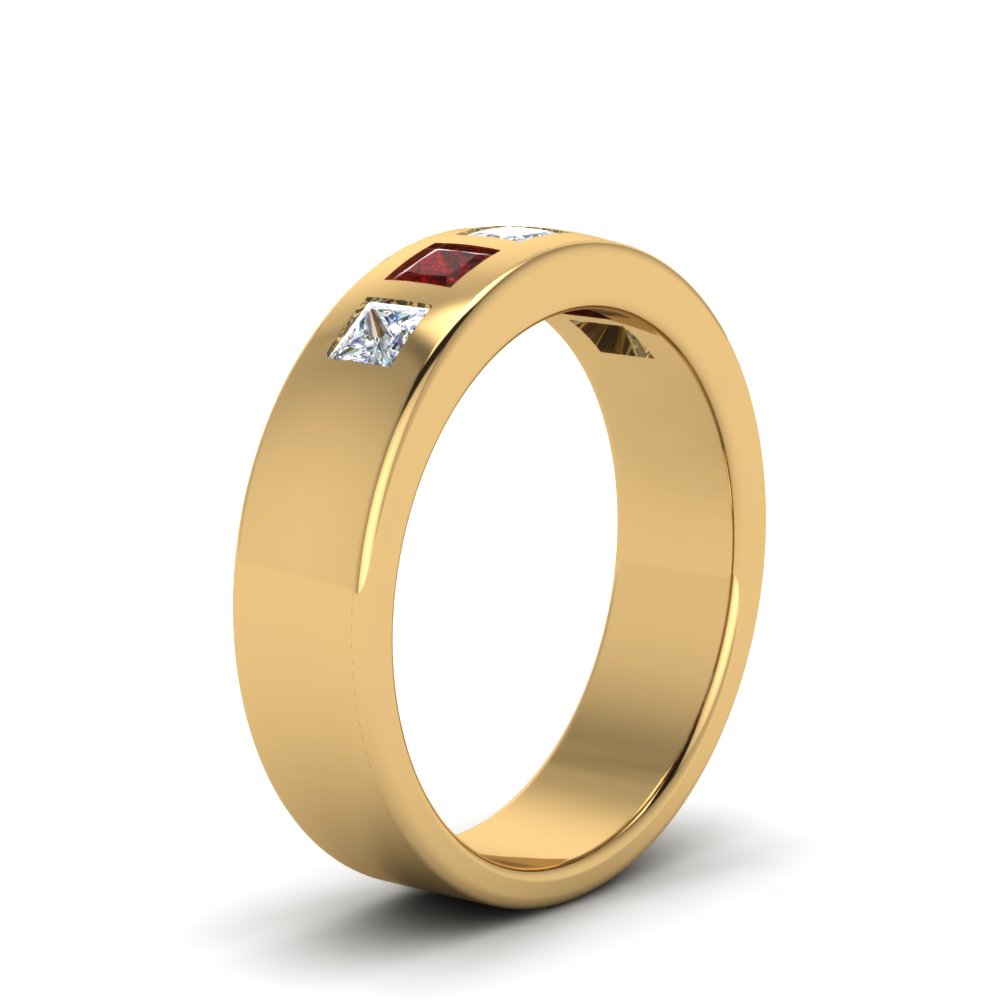 Men’s Flat Flush-Set Diamond Wedding Band