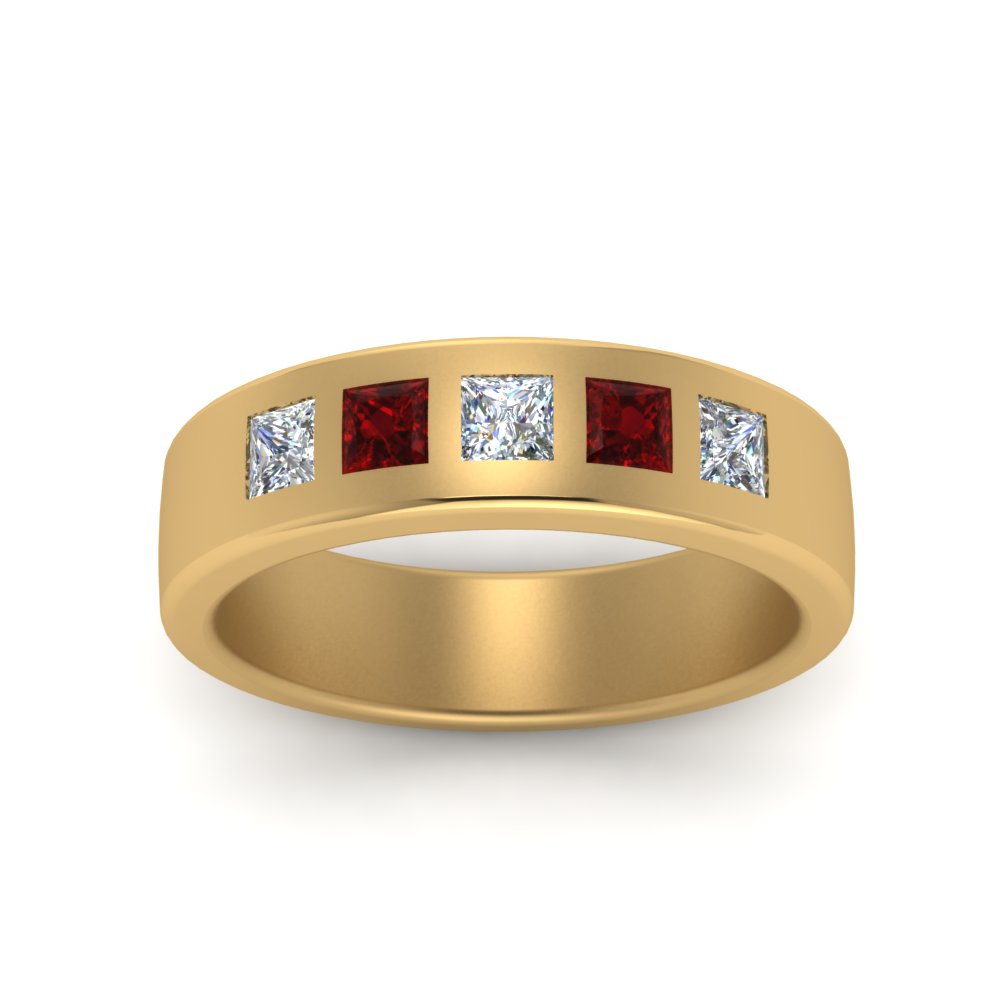 Men’s Flat Flush-Set Diamond Wedding Band