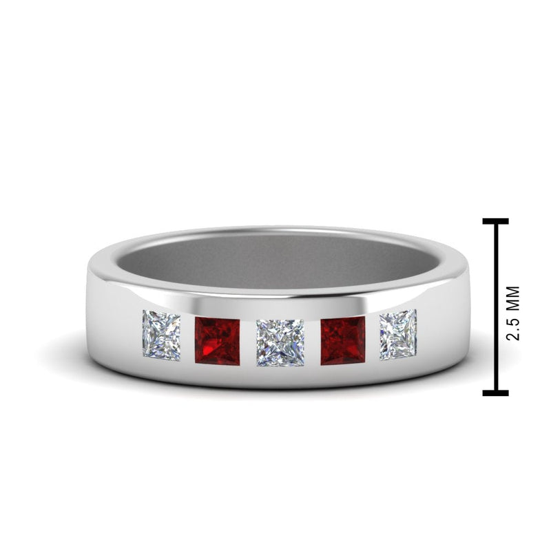 Men’s Flat Flush-Set Diamond Wedding Band