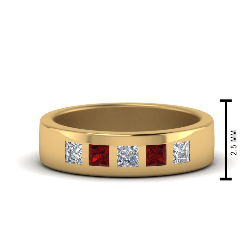 Men’s Flat Flush-Set Diamond Wedding Band