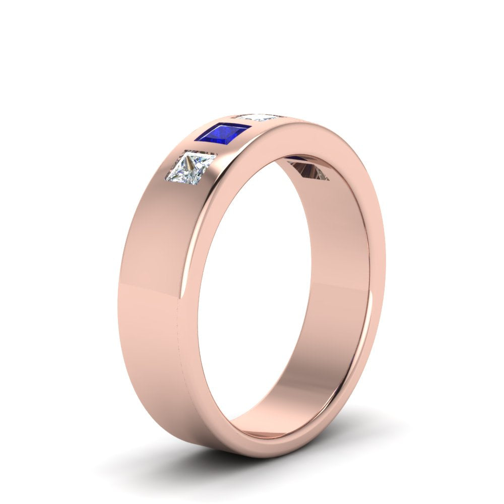 Men’s Flat Flush-Set Diamond Wedding Band