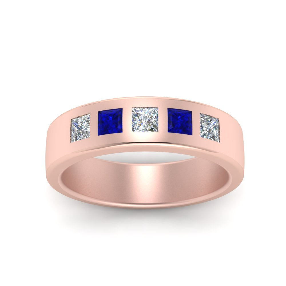 Men’s Flat Flush-Set Diamond Wedding Band
